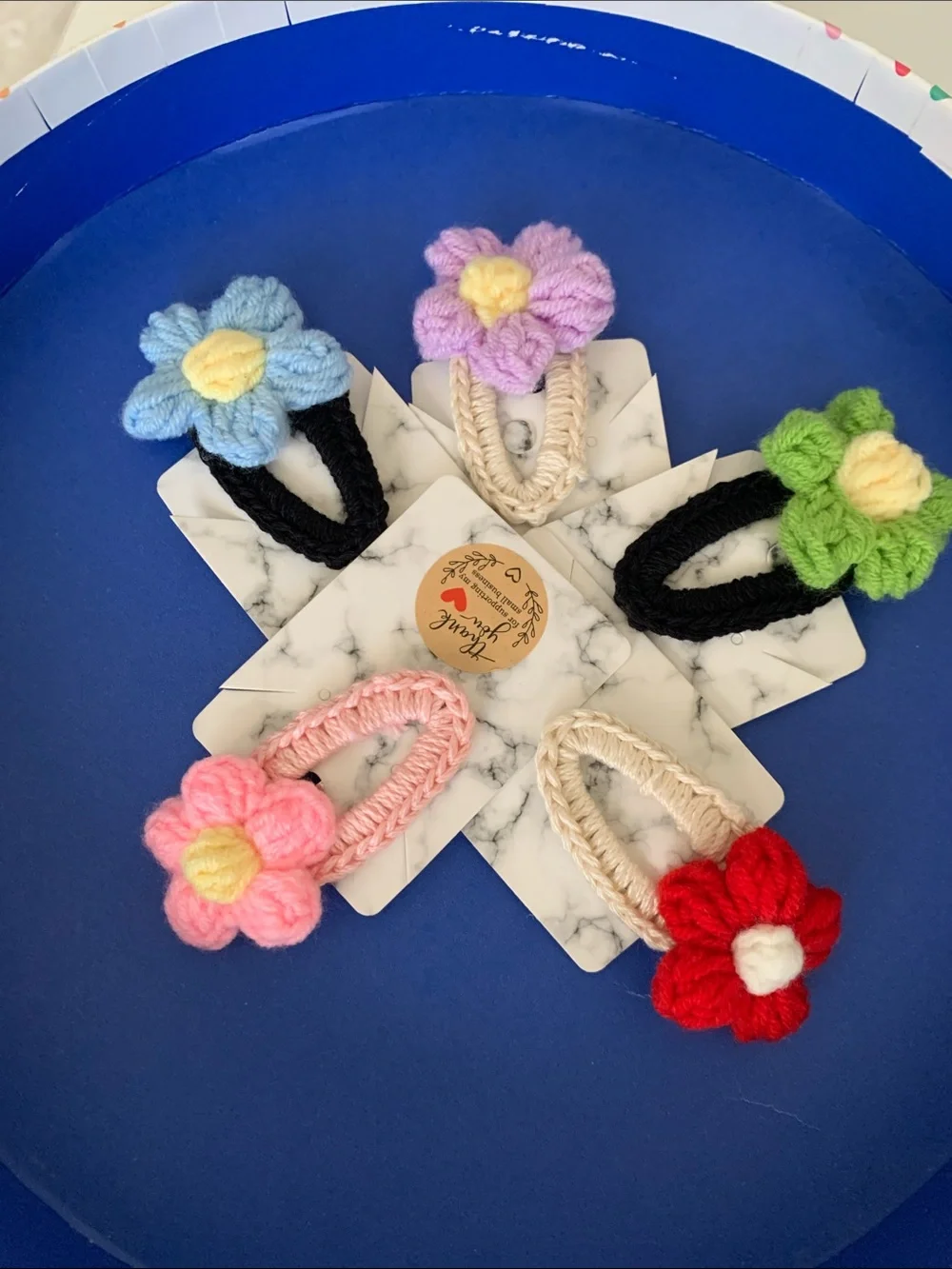 Handmade Flower Knit Hair Clips for Kids - Assorted Colors